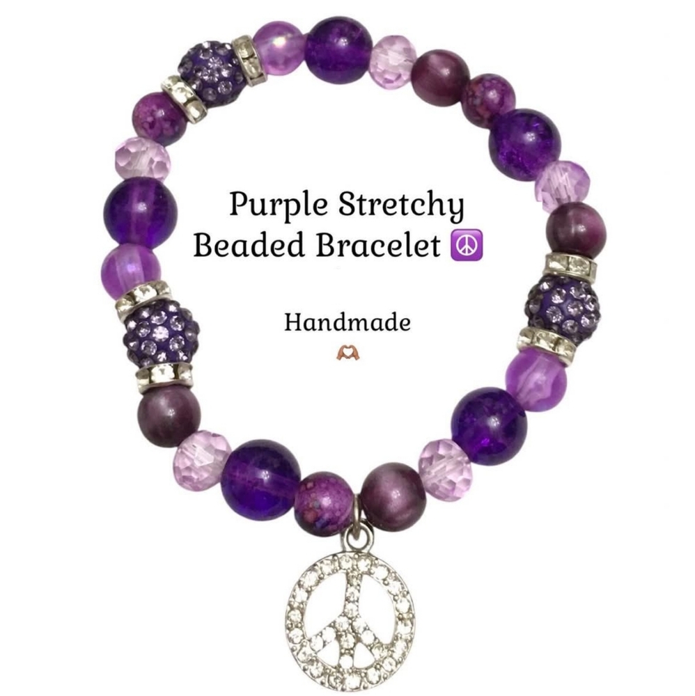 Purple Beaded Stretchy Bracelet 💜